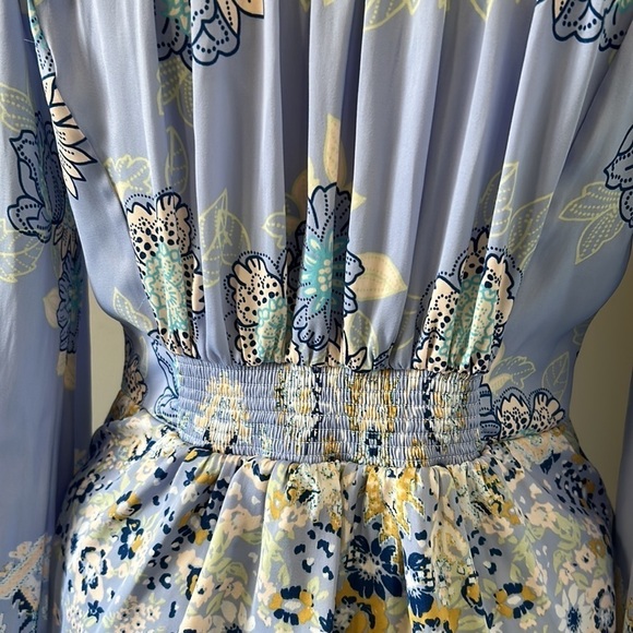 FREE PEOPLE Run Free Blouse Periwinkle Ruffle Floral Long Sleeve Sz S - Picture 12 of 12